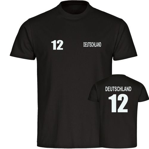 4068859247201 - multifanshop Herren T-Shirt - Deutschland - Trikot Nummer 12 - Druck weiß - Männer