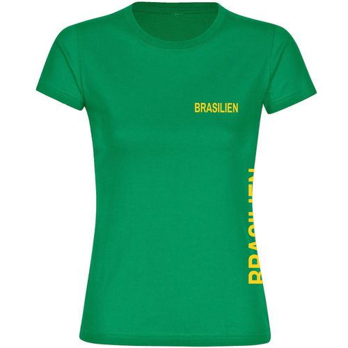 4068859285913 - multifanshop Damen T-Shirt - Brasilien - Brust & Seite - Druck gelb - Frauen