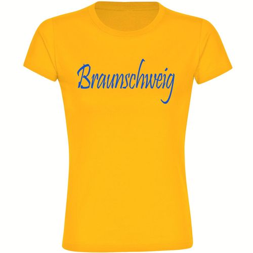 4068859206321 - multifanshop Damen T-Shirt - Braunschweig - Schriftzug - Druck blau - Frauen