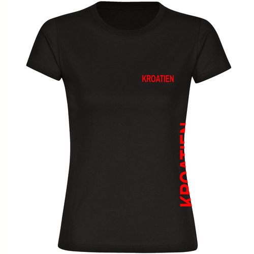 4068859471255 - multifanshop Damen T-Shirt - Kroatien - Brust & Seite - Druck rot - Frauen