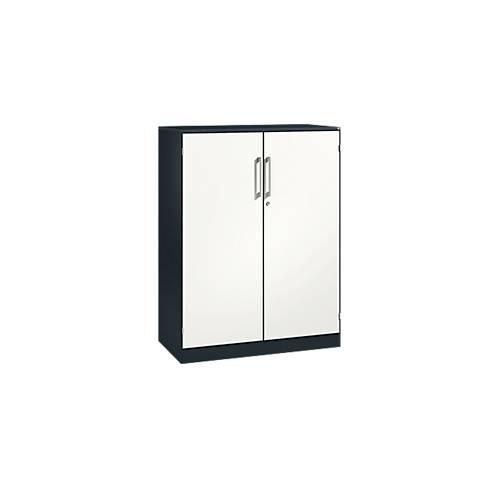 4062084628989 - Flügeltürenschrank ASISTO Höhe 1292 mm Breite 1000 mm 2 Fachböden schwarzgrau verkehrsweiß