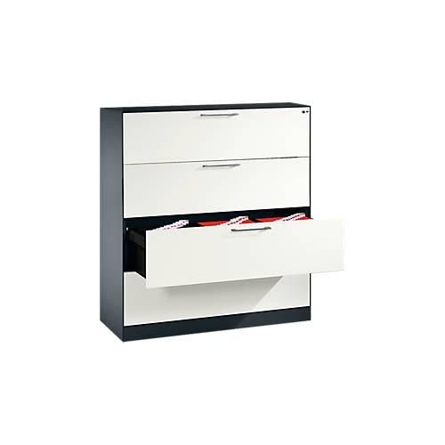 4064615351199 - Hängeregistraturschrank ASISTO C 3000 4 Schubladen 3-bahnig B 1200 mm anthrazit weiß