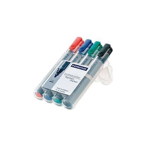 4007817356142 - STAEDTLER Lumocolor 356 Flipchart Marker Mittel Rundspitze 2 mm Farbig sortiert Nachfüllbar 4 Stück