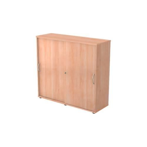 4032062140710 - Schiebetürenschrank TARA 3 Ordnerhöhen B 1200 x T 400 x H 1180 mm abschließ- & stapelbar Nussbaum-Dekor