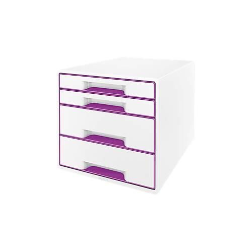 4002432115389 - Schubladenbox Wow Cube 5213-20-62 perlweiß violett metallic 4 Schubladen geschlossen 4002432115389 Leitz