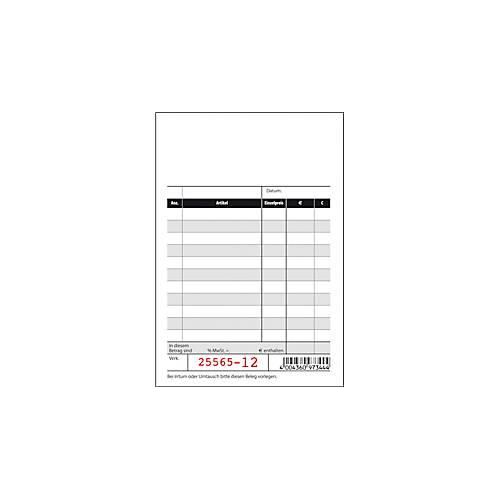 4004360973444 - Formularbuch Kassenblock mit Additionsblatt fortl nummeriert Nr KC620 100 x 150 2-fach 4004360973444 Sigel