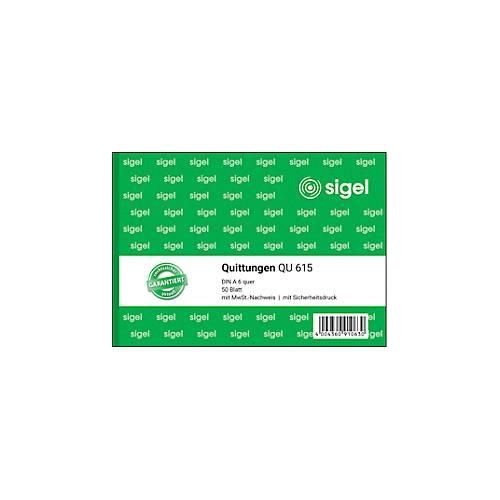 4004360910630 - sigel® Quittungen mit MWSt-Nachweis QU615 DIN A6 quer 50 Blatt