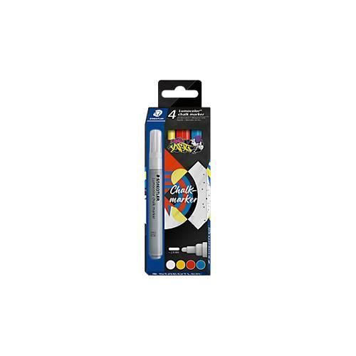 4007817087640 - Kreidemarker STAEDTLER Lumocolor® Rundspitze Strichbreite 24 mm für glatte Oberflächen Flüssigkeit auf Wasserbasis 4er-Set farbsortiert