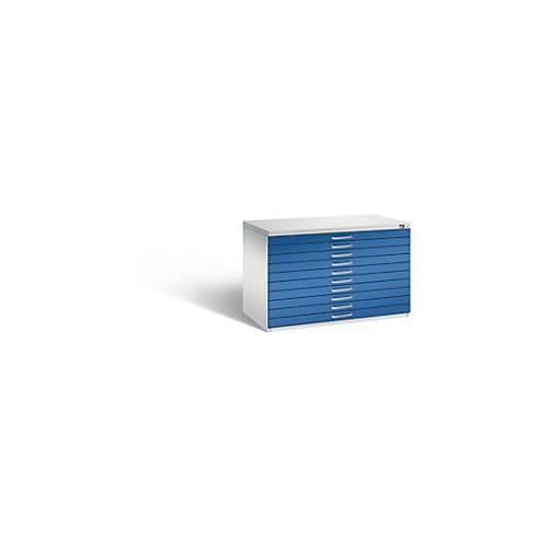 4067521473719 - CP 7100 Planschrank lichtgrau enzianblau 10 Schubladen 1100 x 765 x 760 cm