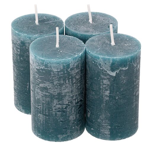 4058896331957 - Rustikale Kerzen petrol 10 x 6 cm 4 Stück 4058896331957 - Rustikale Kerzen petrol 10 x 6 cm 4 Stück