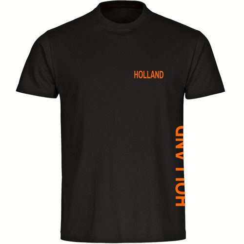 4068859456252 - multifanshop Herren T-Shirt - Holland - Brust & Seite - Druck orange - Männer