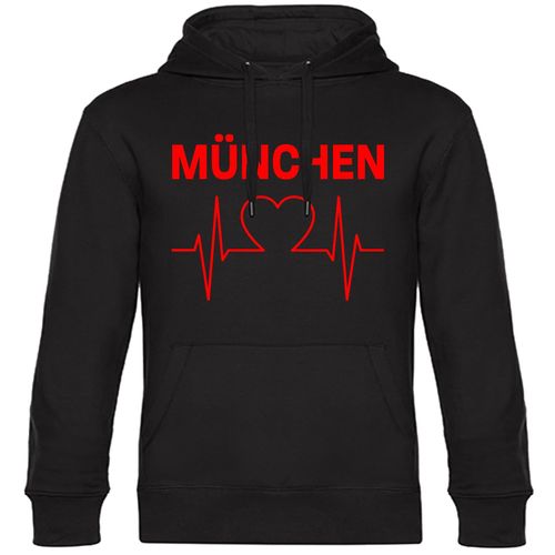 4068859115777 - multifanshop Kapuzen Sweatshirt - München rot - Herzschlag - Druck rot - Hoodie