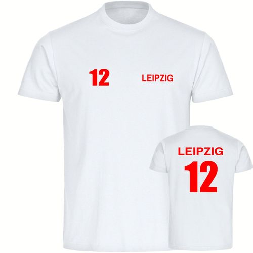 4068859095321 - multifanshop Herren T-Shirt - Leipzig - Trikot Nummer 12 - Druck rot - Männer