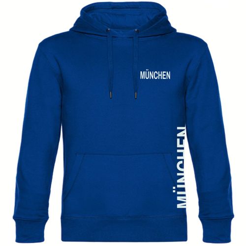 4068859022464 - multifanshop Kapuzen Sweatshirt - München blau - Brust & Seite - Druck weiß - Hoodie