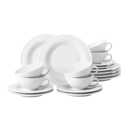 4052212090986 - Teeservice SELTMANN WEIDEN Geschirr-Set Beat Geschirr-Sets Gr 18 tlg weiß Teeservice 140 ml mit Rillendekor 18 Teile für 6 Personen