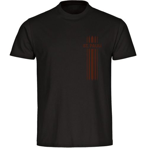 4068859194192 - multifanshop Herren T-Shirt - St Pauli - Streifen - Druck braun - Männer