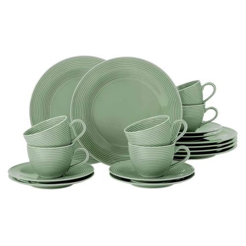 4052212090900 - Kaffeeservice SELTMANN WEIDEN Geschirr-Set Service Beat Geschirr-Sets Gr 18 tlg grün (salbeigrün) Geschirr-Sets für 6 Personen wunderschöne Farbglasur Made in Germany 18 Teile