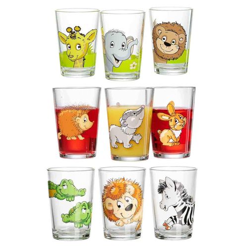4262418973666 - Kindergläser Dschungel Wald Zoo 205 ml 9er Set 4262418973666 - Kindergläser Dschungel Wald Zoo 205 ml 9er Set
