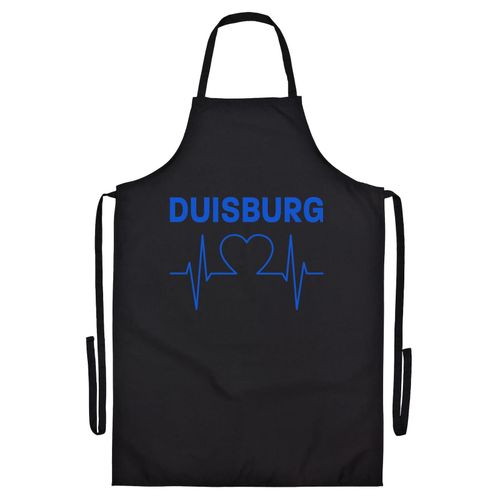 4068859037383 - multifanshop Grillschürze - Duisburg - Herzschlag - Druck blau - Schürze