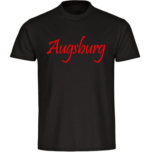 4068859156350 - multifanshop Herren T-Shirt - Augsburg - Schriftzug - Druck rot - Männer