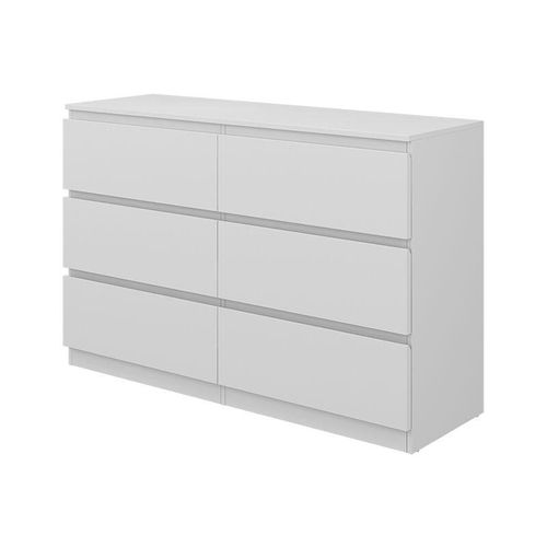 4066731351084 - Kommode Calisto Weiß 120 x 785 cm mit 6 Schubfächer Sideboard Schrank