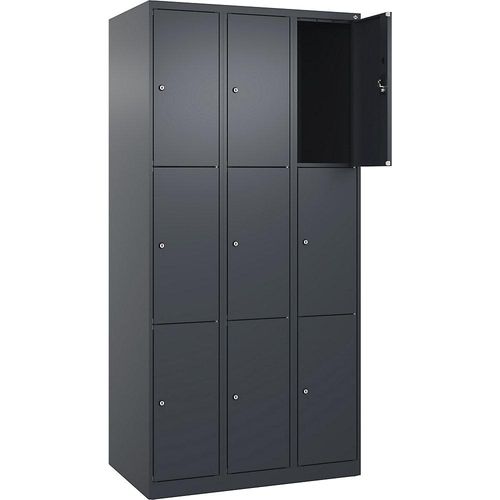 4068192005568 - 3er-Schließfachschrank Evolo PLUS 3 Abteile grau B 900 mm 9 Fächer mit Bodengleitern Zylinderschloss 4068192005568 - 3er-Schließfachschrank Evolo PLUS 3 Abteile grau B 900 mm 9 Fächer mit Bodengleitern Zylinderschloss