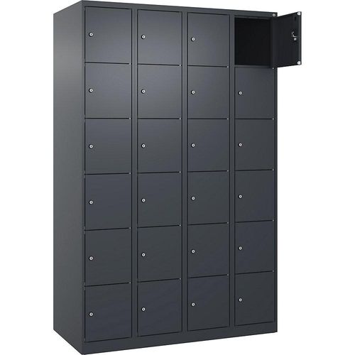 4068192008897 - 6er-Schließfachschrank Evolo PLUS 4 Abteile grau B 1200 mm 24 Fächer mit Bodengleitern Zylinderschloss 4068192008897 - 6er-Schließfachschrank Evolo PLUS 4 Abteile grau B 1200 mm 24 Fächer mit Bodengleitern Zylinderschloss