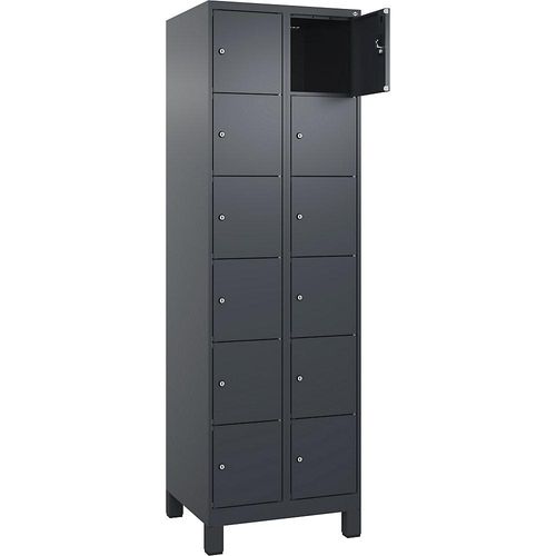 4068192013570 - 6er-Schließfachschrank Evolo PLUS 2 Abteile grau B 600 mm 12 Fächer mit breiten Füßen Zylinderschloss 4068192013570 - 6er-Schließfachschrank Evolo PLUS 2 Abteile grau B 600 mm 12 Fächer mit breiten Füßen Zylinderschloss