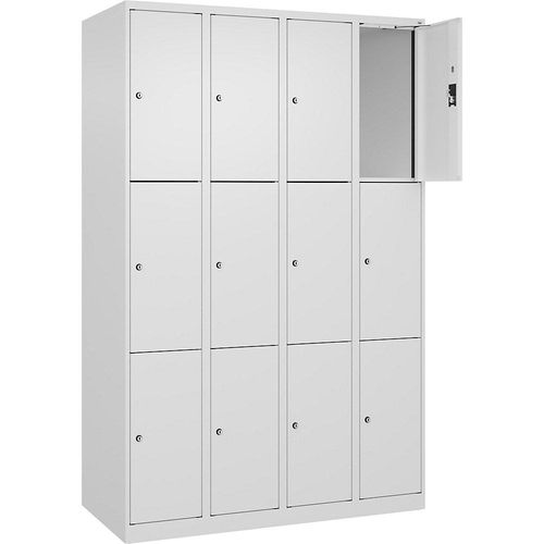 4068192008125 - 3er-Schließfachschrank Evolo PLUS 4 Abteile weiß B 1200 mm 12 Fächer mit Bodengleitern Zylinderschloss 4068192008125 - 3er-Schließfachschrank Evolo PLUS 4 Abteile weiß B 1200 mm 12 Fächer mit Bodengleitern Zylinderschloss