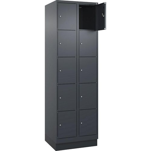 4068192023203 - 5er-Schließfachschrank Evolo PLUS 2 Abteile grau B 600 mm 10 Fächer mit Bodensockel Zylinderschloss 4068192023203 - 5er-Schließfachschrank Evolo PLUS 2 Abteile grau B 600 mm 10 Fächer mit Bodensockel Zylinderschloss
