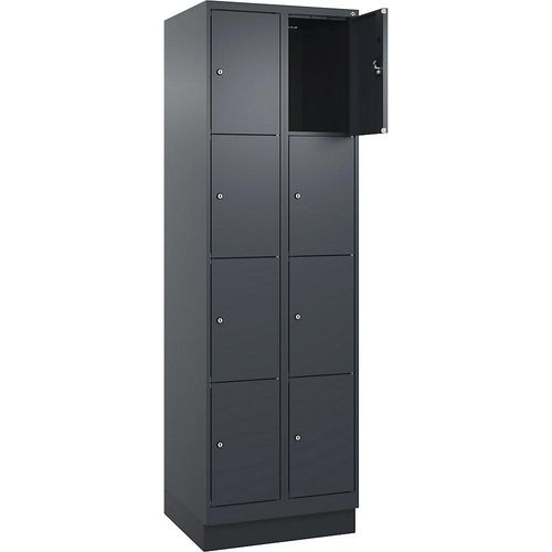 4068192022930 - 4er-Schließfachschrank Evolo PLUS 2 Abteile grau B 600 mm 8 Fächer mit Bodensockel Zylinderschloss 4068192022930 - 4er-Schließfachschrank Evolo PLUS 2 Abteile grau B 600 mm 8 Fächer mit Bodensockel Zylinderschloss