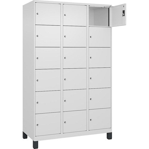 4068192017578 - 6er-Schließfachschrank Evolo PLUS 3 Abteile weiß B 1200 mm 18 Fächer mit breiten Füßen Zylinderschloss 4068192017578 - 6er-Schließfachschrank Evolo PLUS 3 Abteile weiß B 1200 mm 18 Fächer mit breiten Füßen Zylinderschloss