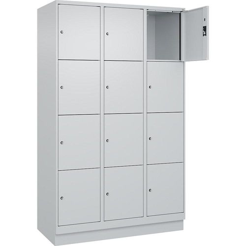4068192026860 - 4er-Schließfachschrank Evolo PLUS 3 Abteile lichtgrau B 1200 mm 12 Fächer mit Bodensockel Zylinderschloss 4068192026860 - 4er-Schließfachschrank Evolo PLUS 3 Abteile lichtgrau B 1200 mm 12 Fächer mit Bodensockel Zylinderschloss