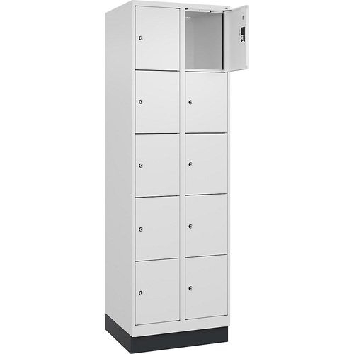 4068192023241 - 5er-Schließfachschrank Evolo PLUS 2 Abteile weiß B 600 mm 10 Fächer mit Bodensockel Zylinderschloss 4068192023241 - 5er-Schließfachschrank Evolo PLUS 2 Abteile weiß B 600 mm 10 Fächer mit Bodensockel Zylinderschloss