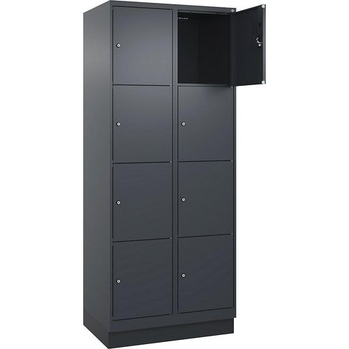 4068192024286 - 4er-Schließfachschrank Evolo PLUS 2 Abteile grau B 800 mm 8 Fächer mit Bodensockel Zylinderschloss 4068192024286 - 4er-Schließfachschrank Evolo PLUS 2 Abteile grau B 800 mm 8 Fächer mit Bodensockel Zylinderschloss