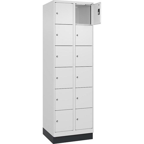 4068192023517 - 6er-Schließfachschrank Evolo PLUS 2 Abteile weiß B 600 mm 12 Fächer mit Bodensockel Zylinderschloss 4068192023517 - 6er-Schließfachschrank Evolo PLUS 2 Abteile weiß B 600 mm 12 Fächer mit Bodensockel Zylinderschloss