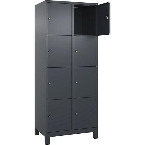 4068192014386 - 4er-Schließfachschrank Evolo PLUS 2 Abteile grau B 800 mm 8 Fächer mit breiten Füßen Zylinderschloss 4068192014386 - 4er-Schließfachschrank Evolo PLUS 2 Abteile grau B 800 mm 8 Fächer mit breiten Füßen Zylinderschloss