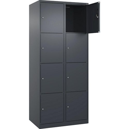 4068192004486 - 4er-Schließfachschrank Evolo PLUS 2 Abteile grau B 800 mm 8 Fächer mit Bodengleitern Zylinderschloss