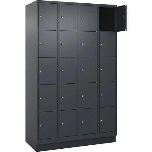4068192028420 - 5er-Schließfachschrank Evolo PLUS 4 Abteile grau B 1200 mm 20 Fächer mit Bodensockel Zylinderschloss 4068192028420 - 5er-Schließfachschrank Evolo PLUS 4 Abteile grau B 1200 mm 20 Fächer mit Bodensockel Zylinderschloss