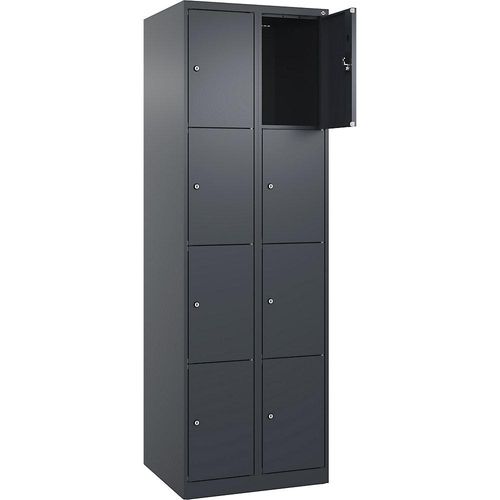 4068192003137 - 4er-Schließfachschrank Evolo PLUS 2 Abteile grau B 600 mm 8 Fächer mit Bodengleitern Zylinderschloss 4068192003137 - 4er-Schließfachschrank Evolo PLUS 2 Abteile grau B 600 mm 8 Fächer mit Bodengleitern Zylinderschloss