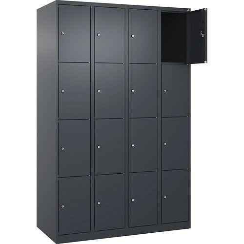4068192008354 - 4er-Schließfachschrank Evolo PLUS 4 Abteile grau B 1200 mm 16 Fächer mit Bodengleitern Zylinderschloss 4068192008354 - 4er-Schließfachschrank Evolo PLUS 4 Abteile grau B 1200 mm 16 Fächer mit Bodengleitern Zylinderschloss