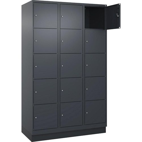 4068192027164 - 5er-Schließfachschrank Evolo PLUS 3 Abteile grau B 1200 mm 15 Fächer mit Bodensockel Zylinderschloss 4068192027164 - 5er-Schließfachschrank Evolo PLUS 3 Abteile grau B 1200 mm 15 Fächer mit Bodensockel Zylinderschloss