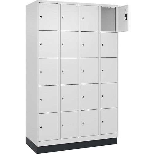 4068192028468 - 5er-Schließfachschrank Evolo PLUS 4 Abteile weiß B 1200 mm 20 Fächer mit Bodensockel Zylinderschloss 4068192028468 - 5er-Schließfachschrank Evolo PLUS 4 Abteile weiß B 1200 mm 20 Fächer mit Bodensockel Zylinderschloss