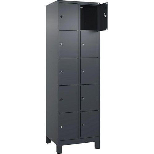4068192013303 - 5er-Schließfachschrank Evolo PLUS 2 Abteile grau B 600 mm 10 Fächer mit breiten Füßen Zylinderschloss 4068192013303 - 5er-Schließfachschrank Evolo PLUS 2 Abteile grau B 600 mm 10 Fächer mit breiten Füßen Zylinderschloss