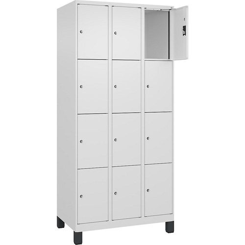 4068192015772 - 4er-Schließfachschrank Evolo PLUS 3 Abteile weiß B 900 mm 12 Fächer mit breiten Füßen Zylinderschloss 4068192015772 - 4er-Schließfachschrank Evolo PLUS 3 Abteile weiß B 900 mm 12 Fächer mit breiten Füßen Zylinderschloss