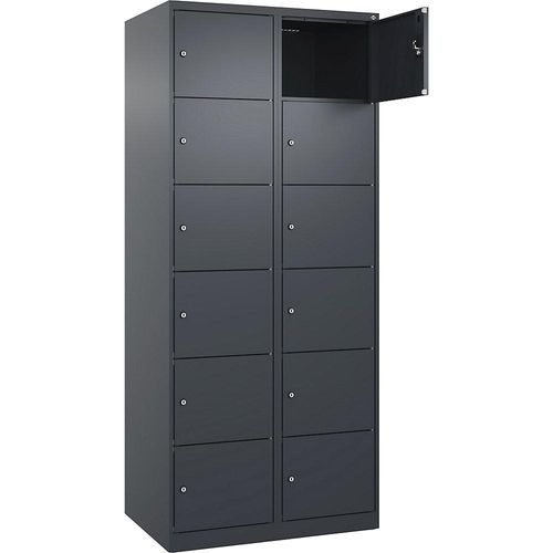 4068192005025 - 6er-Schließfachschrank Evolo PLUS 2 Abteile grau B 800 mm 12 Fächer mit Bodengleitern Zylinderschloss 4068192005025 - 6er-Schließfachschrank Evolo PLUS 2 Abteile grau B 800 mm 12 Fächer mit Bodengleitern Zylinderschloss