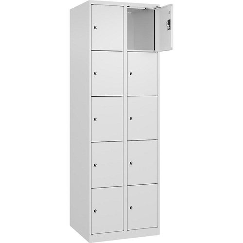 4068192003441 - 5er-Schließfachschrank Evolo PLUS 2 Abteile weiß B 600 mm 10 Fächer mit Bodengleitern Zylinderschloss 4068192003441 - 5er-Schließfachschrank Evolo PLUS 2 Abteile weiß B 600 mm 10 Fächer mit Bodengleitern Zylinderschloss