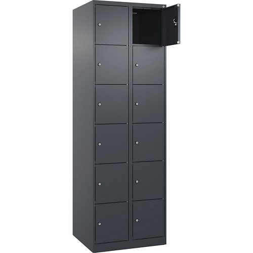 4068192003670 - 6er-Schließfachschrank Evolo PLUS 2 Abteile grau B 600 mm 12 Fächer mit Bodengleitern Zylinderschloss 4068192003670 - 6er-Schließfachschrank Evolo PLUS 2 Abteile grau B 600 mm 12 Fächer mit Bodengleitern Zylinderschloss