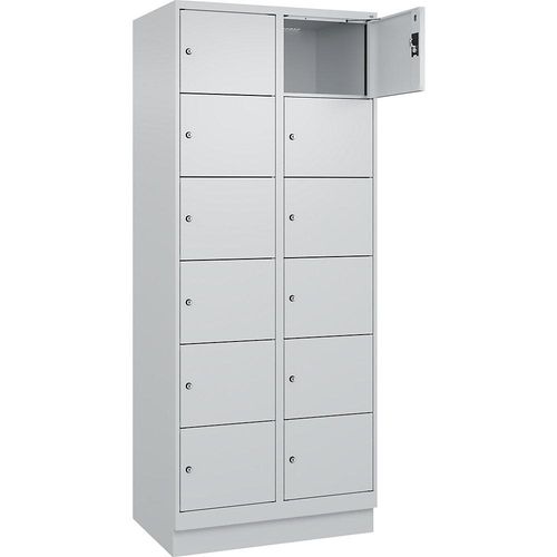 4068192024798 - 6er-Schließfachschrank Evolo PLUS 2 Abteile lichtgrau B 800 mm 12 Fächer mit Bodensockel Zylinderschloss