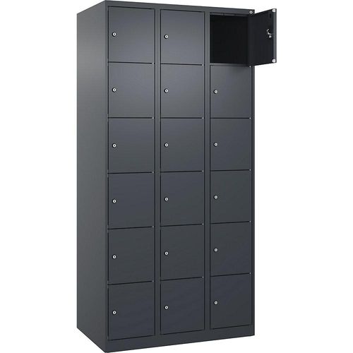 4068192006374 - 6er-Schließfachschrank Evolo PLUS 3 Abteile grau B 900 mm 18 Fächer mit Bodengleitern Zylinderschloss 4068192006374 - 6er-Schließfachschrank Evolo PLUS 3 Abteile grau B 900 mm 18 Fächer mit Bodengleitern Zylinderschloss